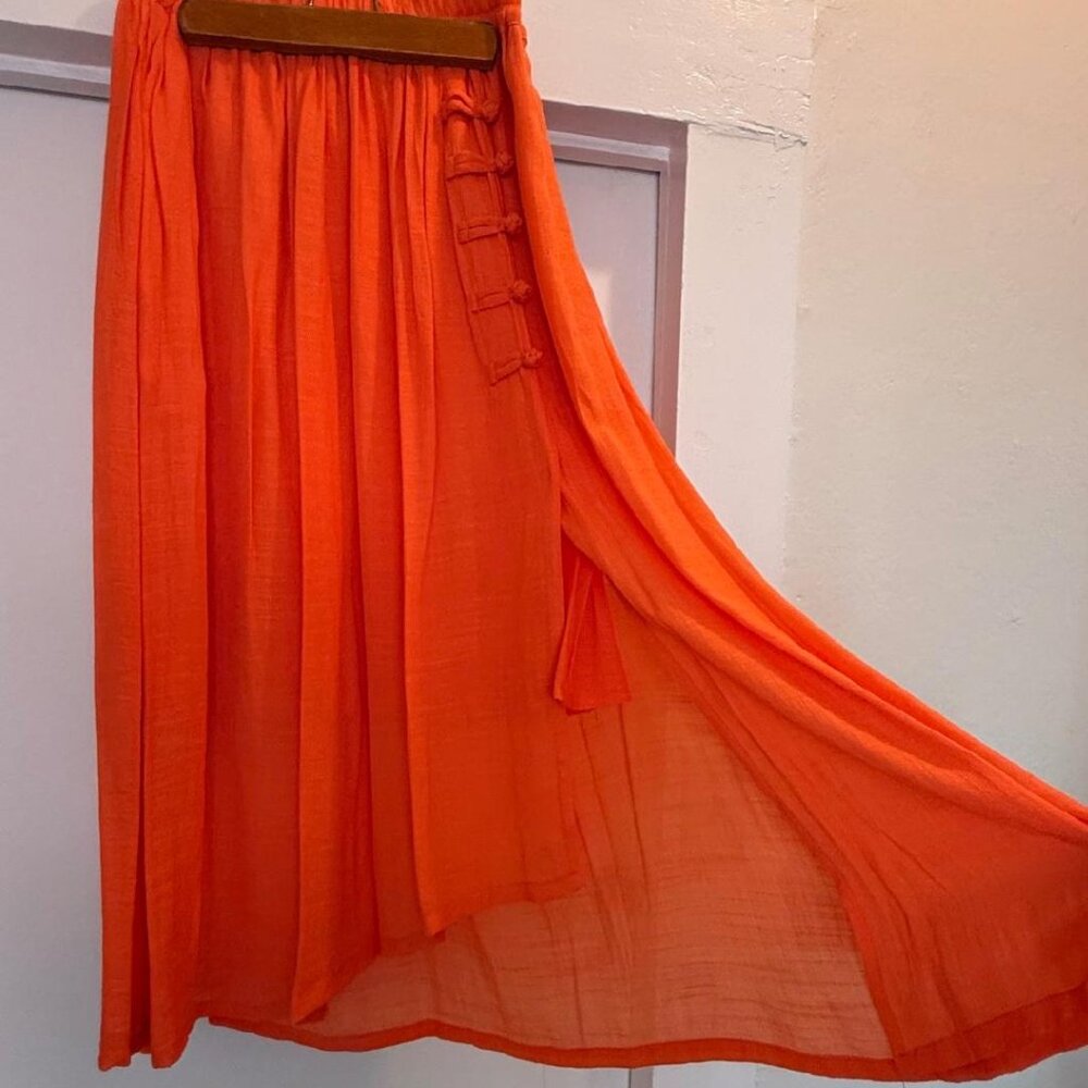SooLinen Vibrant Orange Skirt